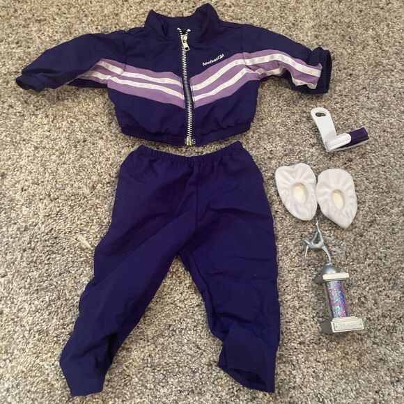 American Girl Doll 2001 Purple GYMNASTICS Retired Warm Up Suit and Trophy - Picture 1 of 5